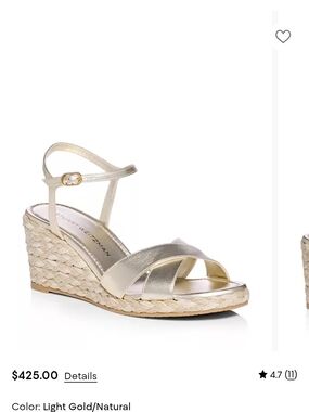 Stuart Weitzman Metallic Gold Espadrille Wedge Sandals